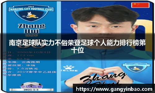 南京足球队实力不俗荣登足球个人能力排行榜第十位